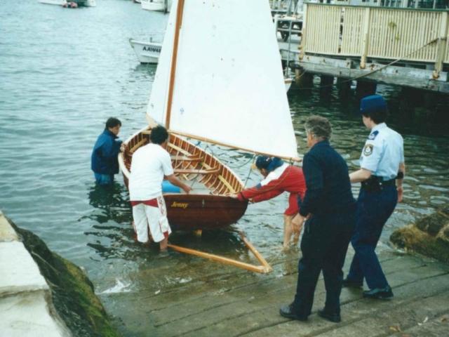 Cadet dinghy launching
